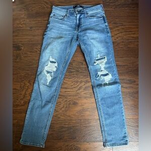 Hollister Men's Distressed Blue Skinny Jeans